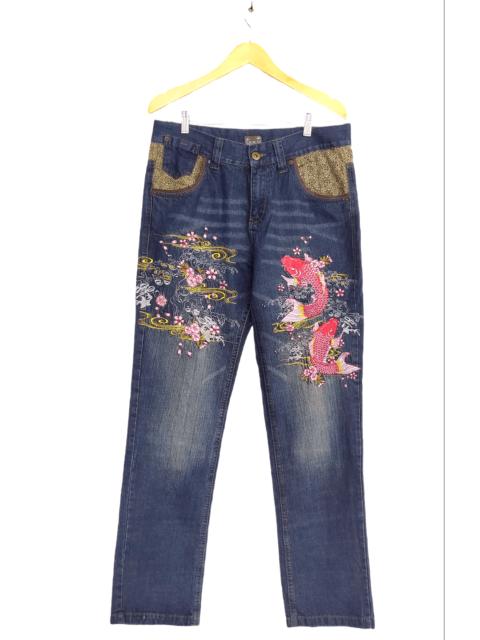 Other Designers Japanese Brand - Geku sukajan koi embroidery denim pants size 34