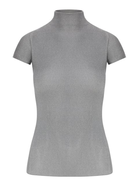GIORGIO ARMANI Giorgio Armani Women English Ribbed Viscose Turtleneck Top With Short Sleeves