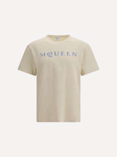 Alexander McQueen Cotton T-shirt with a flocked logo printed