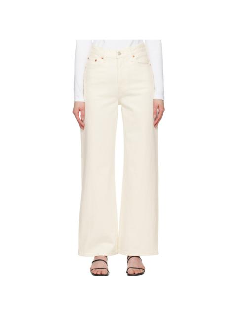 Levi's Off-White Ribcage Wide Leg Jeans