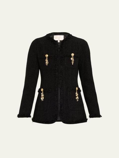 LoveShackFancy Adrina Tweed Embellished Jacket
