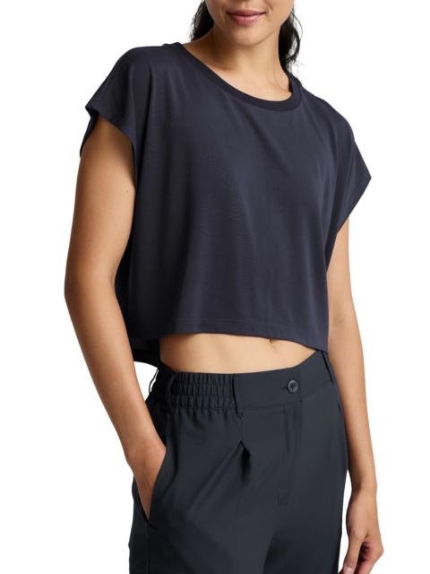 BEYOND YOGA Beyond Yoga Studio Knit Crop T-Shirt in Nocturnal Navy at Nordstrom