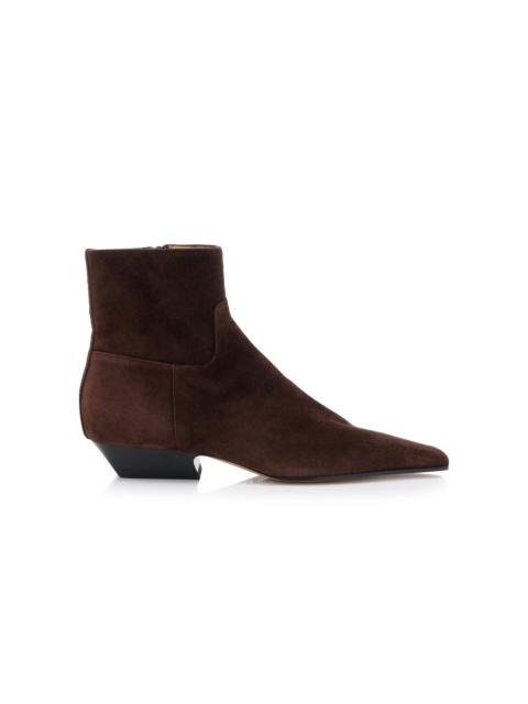KHAITE Marfa Classic Suede Ankle Boots brown