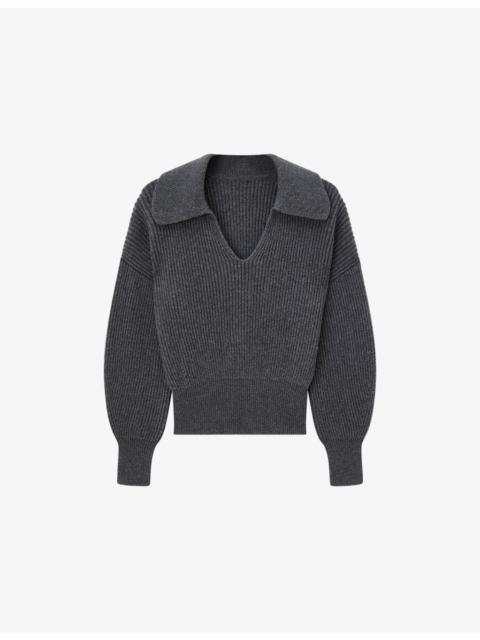 JOSEPH Open-Collar Ribbed Wool-Blend Jumper