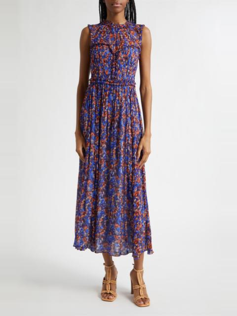 ULLA JOHNSON Ulla Johnson Kasia Floral Silk Midi Dress in Violet at Nordstrom