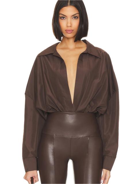 NORMA KAMALI Oversized Boyfriend Shirt Bodysuit