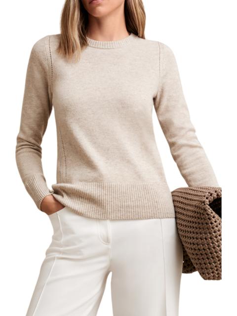 REISS Reiss Anya Pointelle Accent Crewneck Sweater in Oatmeal Neutral at Nordstrom