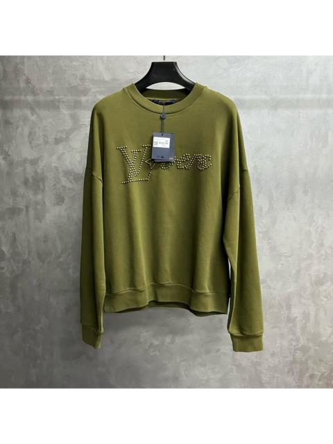 Louis Vuitton Louis Vuitton 2024 Collection: Military Green Crewneck Long-Sleeve Sweatshirt with Logo Stud and Pri