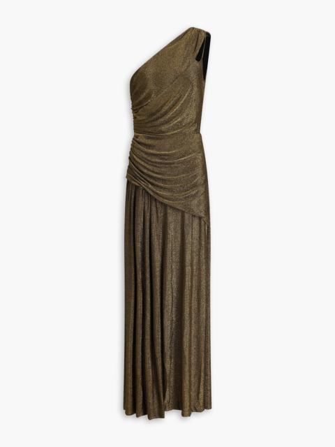 DIANE VON FURSTENBERG Rafael one-shoulder draped metallic jersey maxi dress