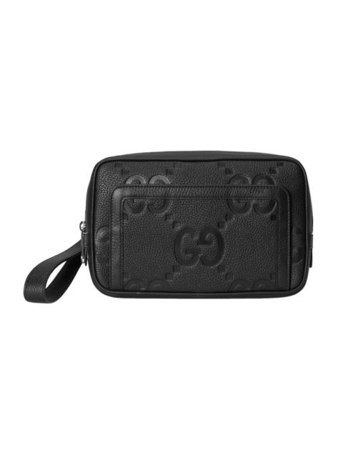 GUCCI GUCCI Black Jumbo GG Leather Pouch New & Authentic