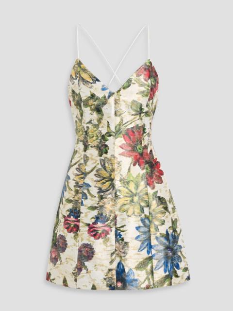 Alice + Olivia Tayla metallic floral-print jacquard mini dress