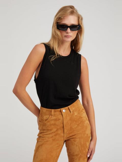 SPRWMN BLACK COTTON MUSCLE TEE