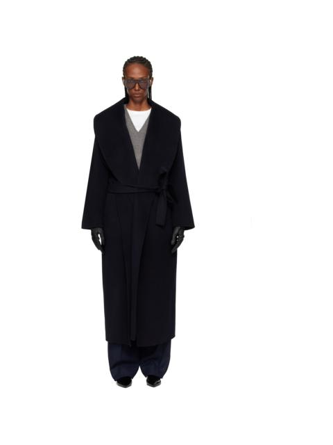 RÓHE Navy Signature Double-Faced Scarf Coat