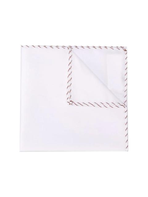 Brunello Cucinelli Brunello Cucinelli Men's White Guanaco Stitched Pocket Square