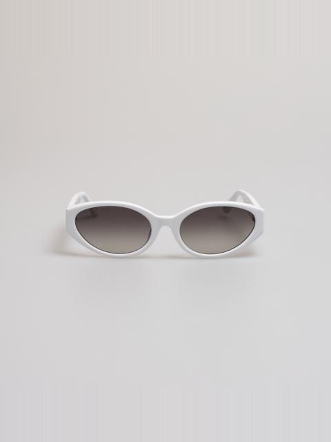 LINDA FARROW Lyra Oval Sunglasses in White