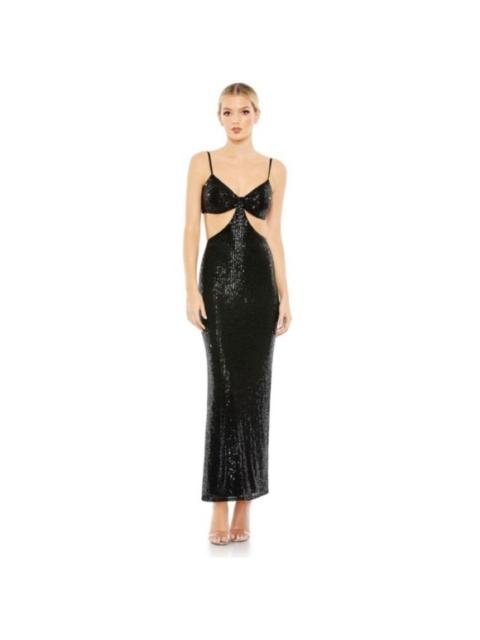 Other Designers NWT leena for Mac Duggal 70130 Cutout Waist Sequin Midi Dress Black Sz 2‎ $398