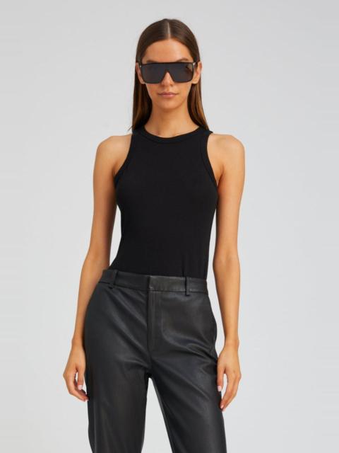 SPRWMN BLACK COTTON RACER TANK