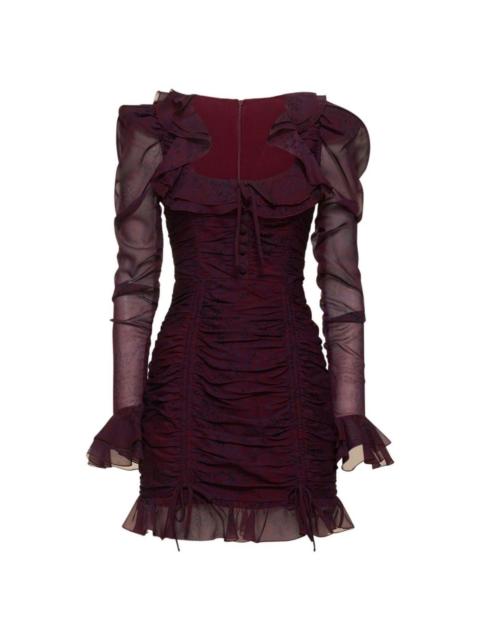 Alessandra Rich Leopard Print Silk Georgette Mini Dress