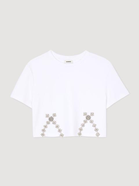 Sandro RHINESTONE CROP TOP
