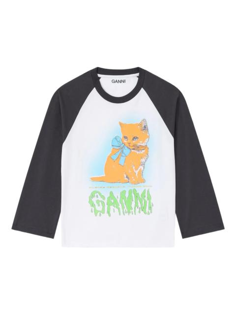 GANNI Kitty-print baseball top