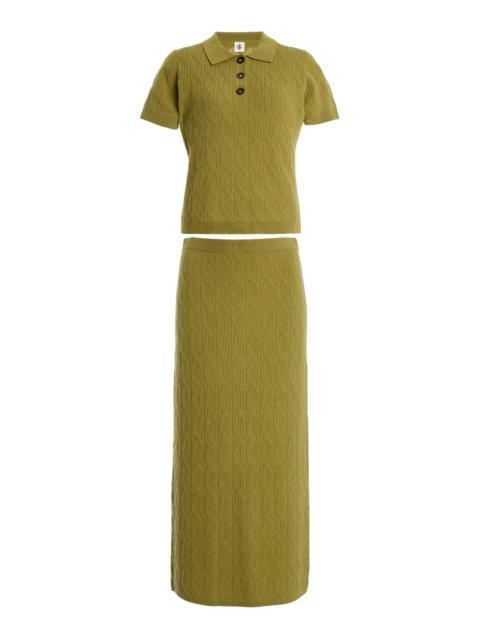 The Garment Exclusive Como Cable-Knit Wool-Cashmere Polo Set green