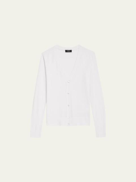 Theory V-Neck Button-Front Regal Wool Cardigan