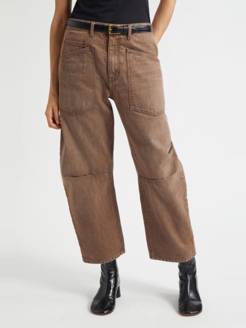 NILI LOTAN Nili Lotan Shon Barrel Leg Jeans in Vintage Brown Wash at Nordstrom