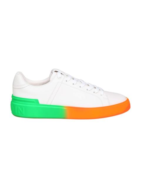 B Court Sneakers In White Leather With Two-tone Sole