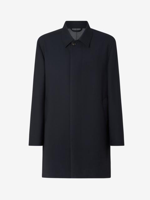 CORNELIANI Blue single-breasted stretch wool trench coat