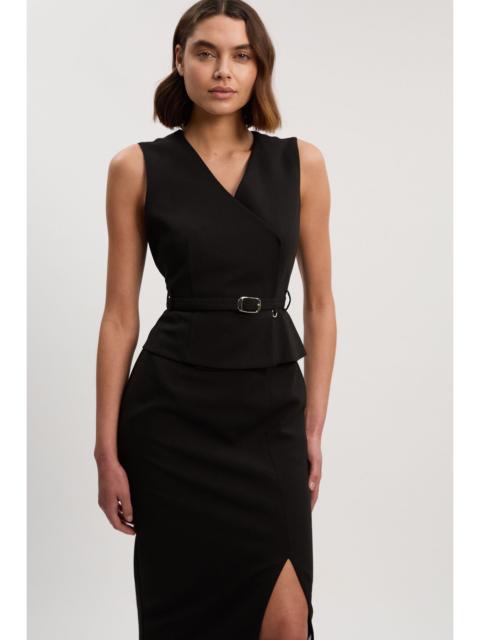 KAREN MILLEN Compact Essential Belted Tailored Midi Pencil Dress