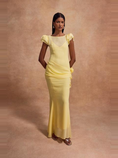 De La Vali FLORENTINE MAXI DRESS IN SHERBET YELLOW CHIFFON