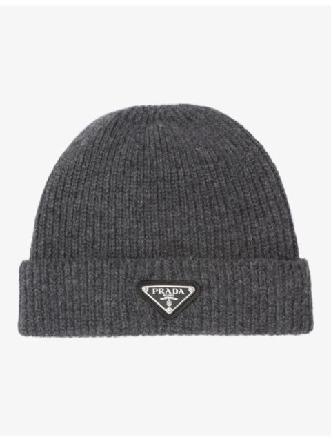 Prada Brand-plaque cashmere and wool-blend beanie hat
