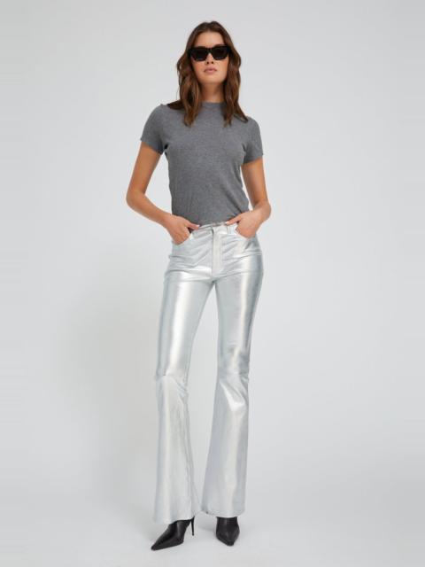 SPRWMN METALLIC SILVER LEATHER 5 POCKET MICRO FLARE