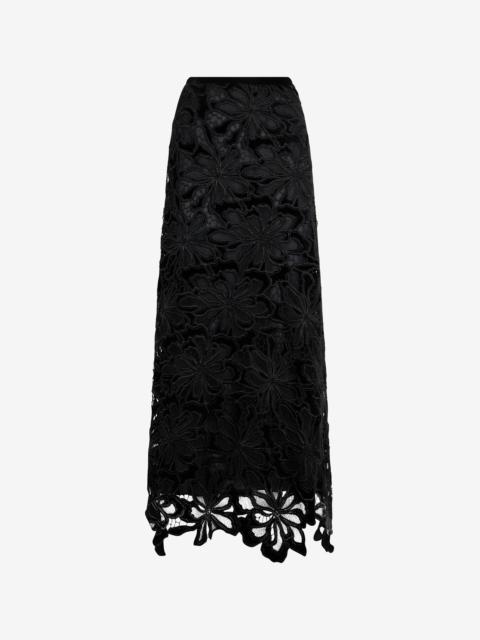 Roberto Cavalli Long Floral Lace Skirt