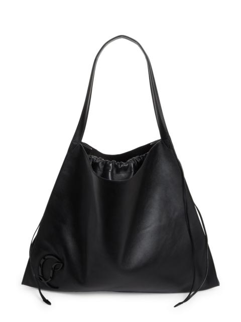 Christian Louboutin Christian Louboutin Le 54 Leather Drawstring Tote in B380 Black/Black/Black at Nordstrom