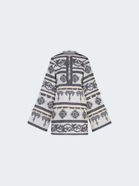 Johanna Ortiz Quetzalcalt Temple Mini Dress Ecru And Black