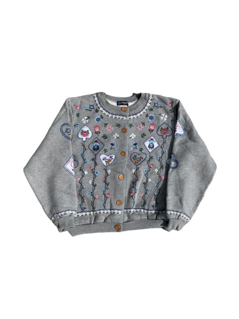 Other Designers Other - Vintage Cooktown Floral Garden Embroidery Sweatshirt Boxy