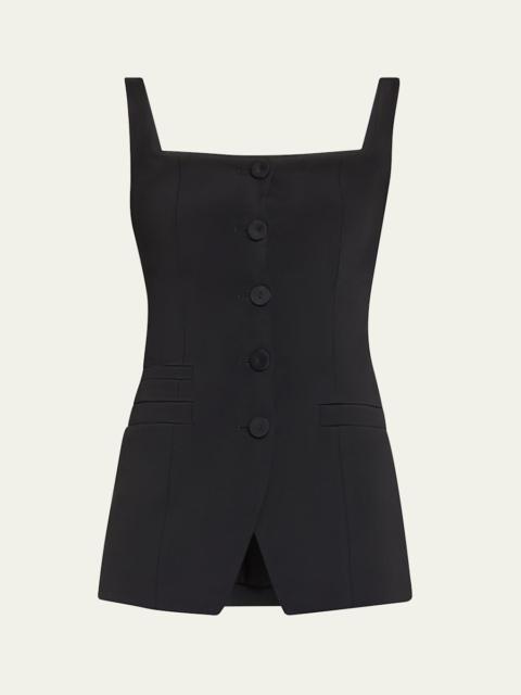 Another Tomorrow Square-Neck Buttoned Top