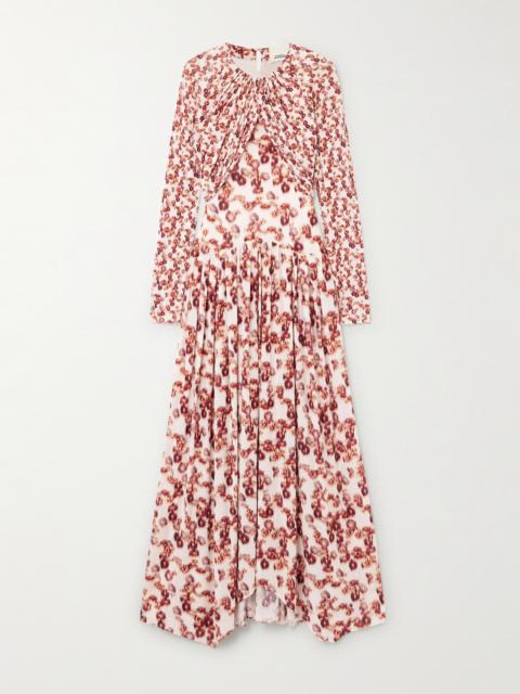 Isabel Marant Galina Asymmetric Gathered Draped Printed Stretch-jersey Maxi Dress