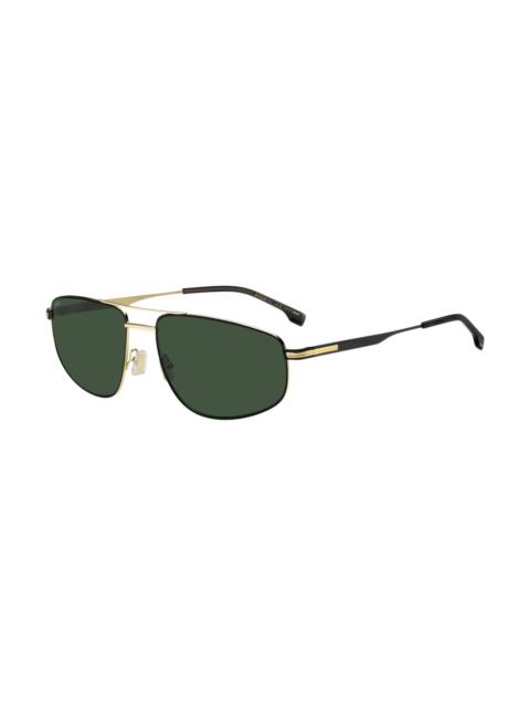 BOSS DOUBLE-BRIDGE SUNGLASSES IN BLACK WITH GOLD-TONE TRIMS