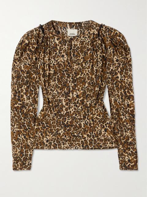 Isabel Marant Zarga Pleated Leopard-print Silk-blend Blouse