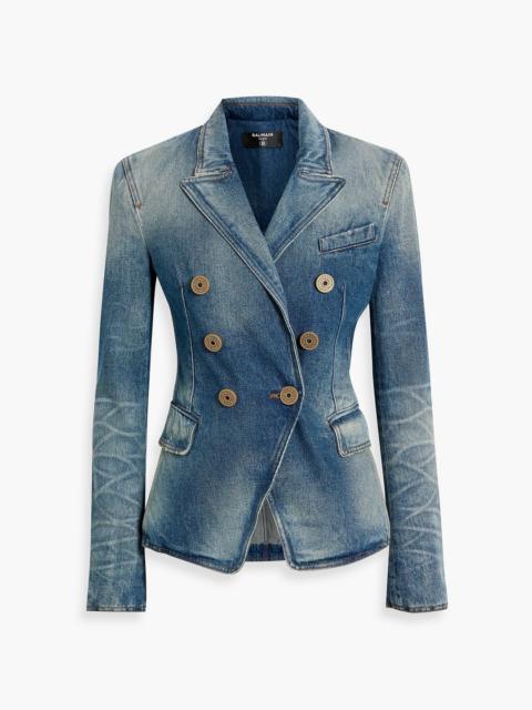 Balmain Double-breasted faded denim blazer