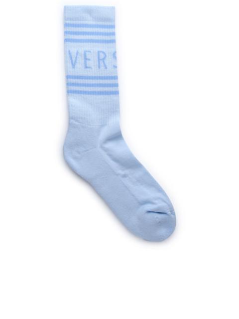 Versace Woman Light Blue Organic Cotton Socks
