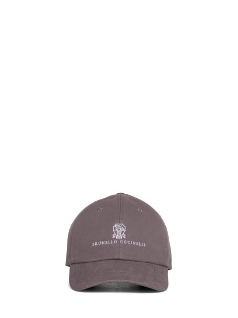 Brunello Cucinelli Brown gabardine logo baseball cap