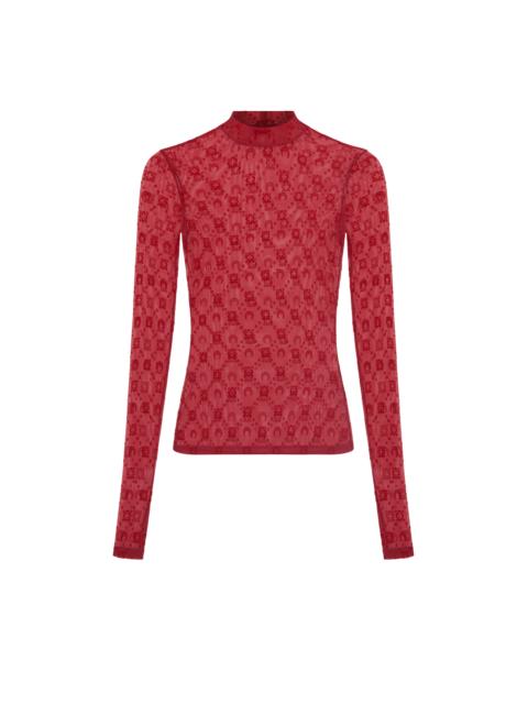 Marine Serre MOONOGRAM MESH FLOCK LS HIGHNECK TOP