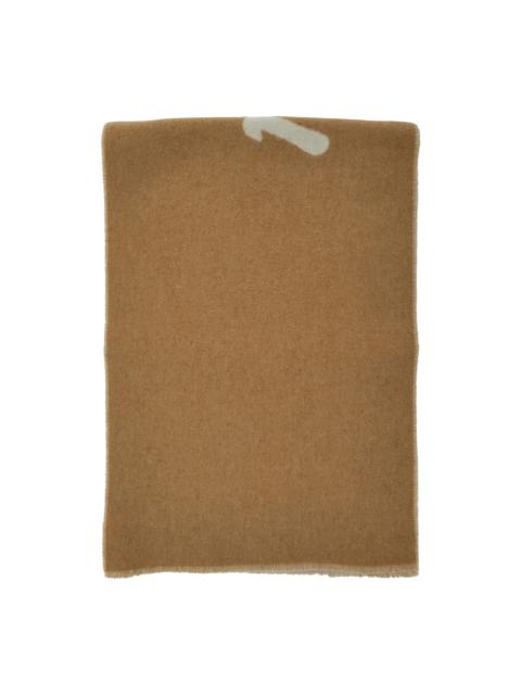 Maison Kitsuné Beige Bicolor Scarf With Logo Lettering In Wool Blend Man