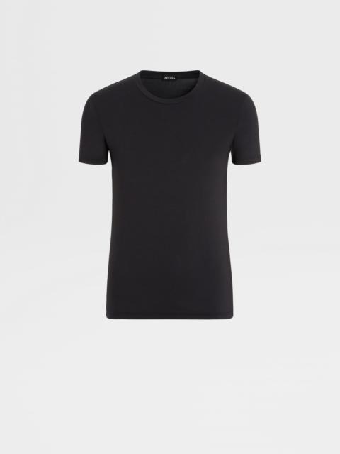 ZEGNA BLACK STRETCH COTTON T-SHIRT