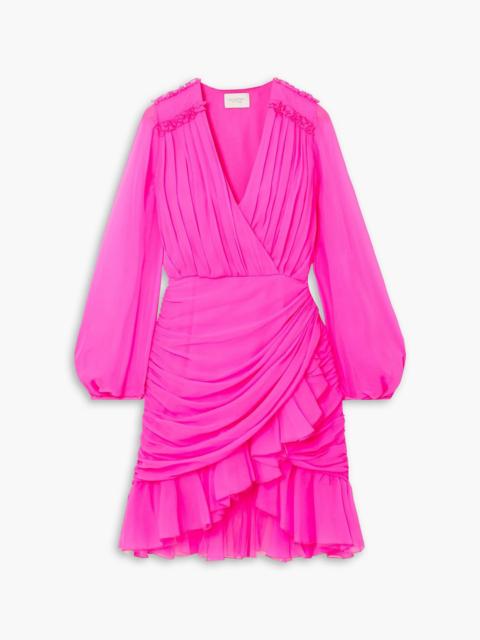 GIAMBATTISTA VALLI Wrap-effect ruffled silk-georgette mini dress