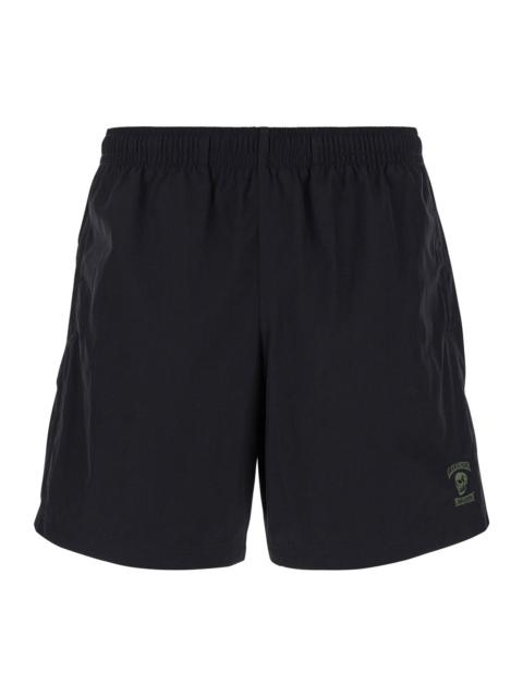 Alexander McQueen Alexander Mcqueen Men 'Varsity Skull' Black Swimming Shorts With Logo Detail In Nylon Man