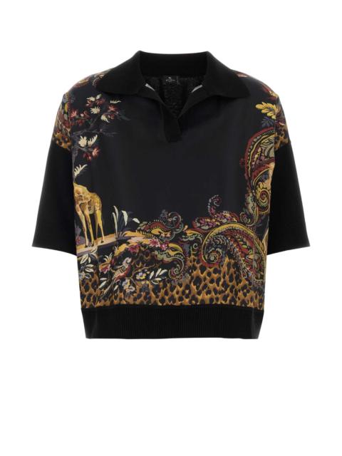 Etro Etro Women Black Wool Blend Polo Shirt